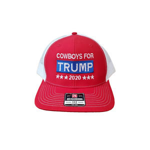 Cowboys for Trump Hat 2020 Red White Blue Embroidered Adjustable Trucker Cap